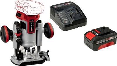 Set bestehend aus Einhell Akku-Ober-& Kantenfräse TP-RO 18 Set Li BL - Solo und Einhell Power X-Change Start-Kit 18V 4Ah