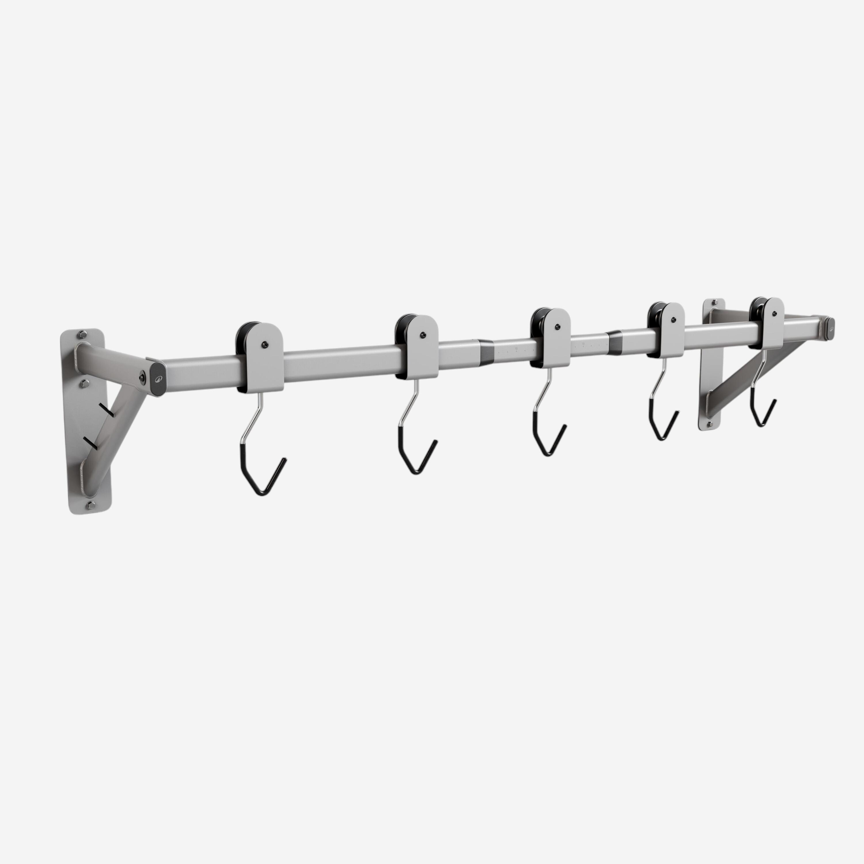 DECATHLON Soporte Pared Bicicletas Gris 5 Ganchos Deslizantes