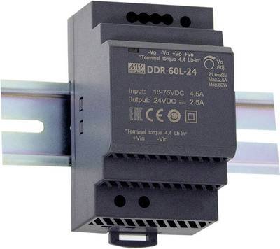 MEAN WELL DDR-60L-12 Hutschienen-DC/DC-Wandler (DIN-Rail) 12 V/DC 5 A 60 W Anzahl Ausgänge:1 x Inhalt 1 St.
