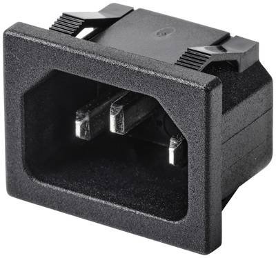 TRU COMPONENTS TC-10088384 Kaltgeräte-Steckverbinder C14 Stecker, Einbau vertikal Gesamtpolzahl: 3 10 A Schwarz 1 St.