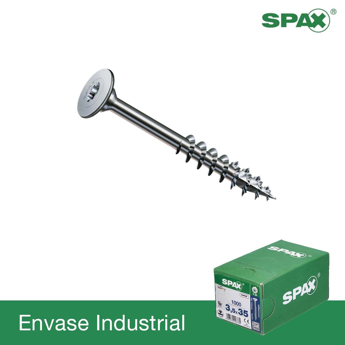 TORX - Tornillos SPAX de cabeza extraplana, arandela y media rosca para uniones entre muebles