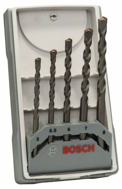 Bosch Accessories CYL-3 2607017081 Hartmetall Beton-Spiralbohrer-Set 5teilig 5 mm, 5.5 mm, 6 mm, 7 mm, 8 mm Zylinderscha