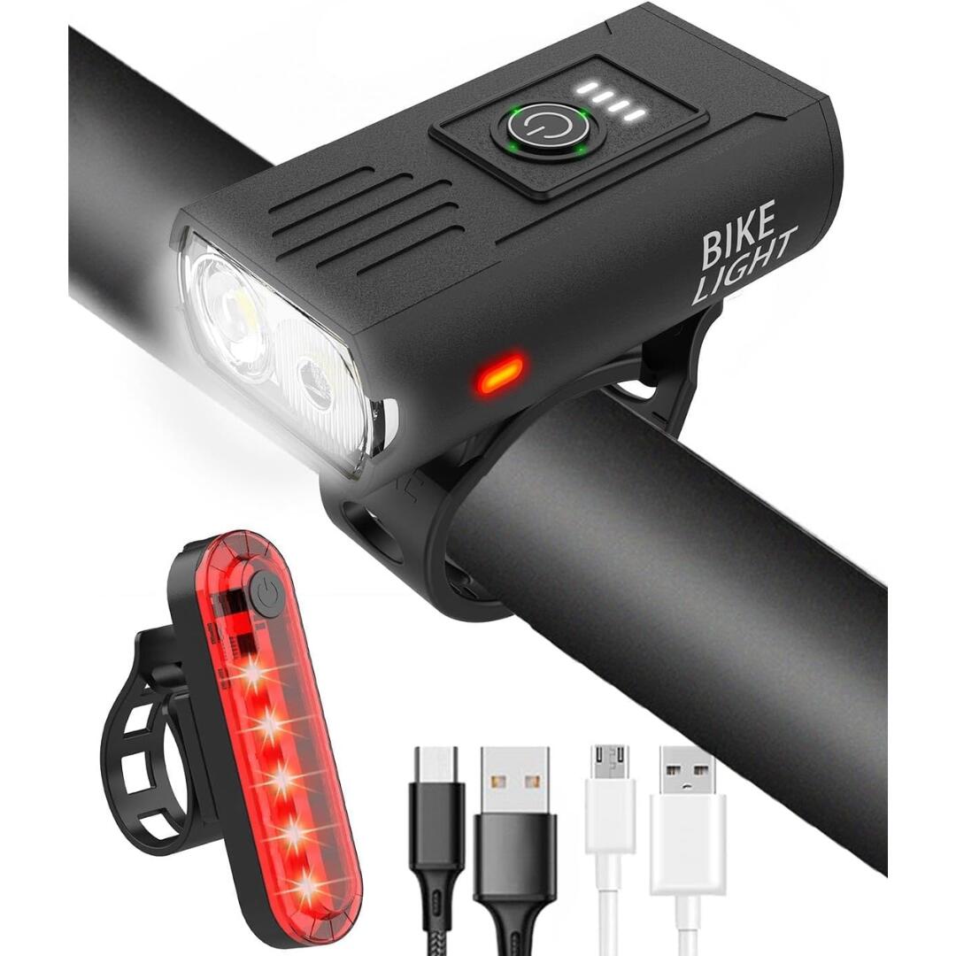 ARE WINNERS Kit luces bicicleta LED delantera 1000 lúmenes + luz trasera USB