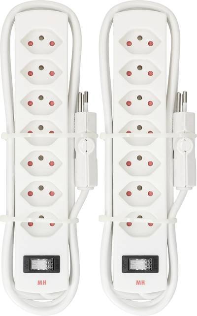 Max Hauri 130513 Steckdosenleiste mit Schalter Weiß CH-Stecker 2 St.