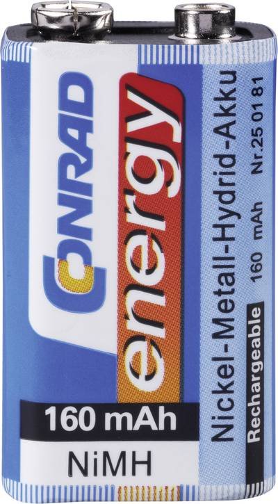 Conrad energy 6LR61 9 V Block-Akku NiMH 160 mAh 8.4 V 1 St.