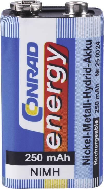 Conrad energy 6LR61 9 V Block-Akku NiMH 250 mAh 8.4 V 1 St.