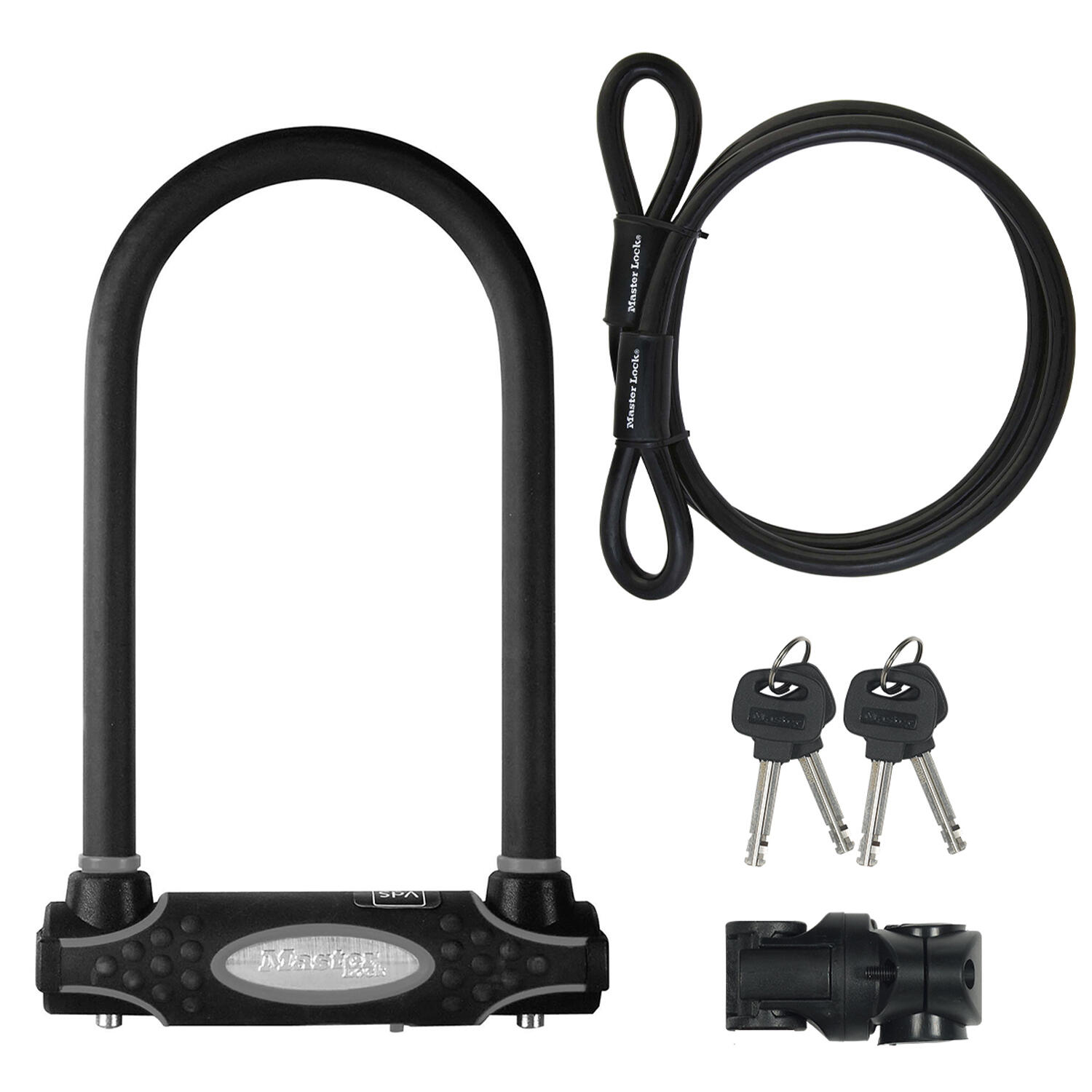MASTER LOCK Candado Bicicleta U con Cable Llave Soporte de Certificado Medium + Cable