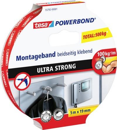 tesa ULTRA STRONG 55792-00001-02 Montageband tesa® Powerbond Weiß (L x B) 5 m x 19 mm 1 St.