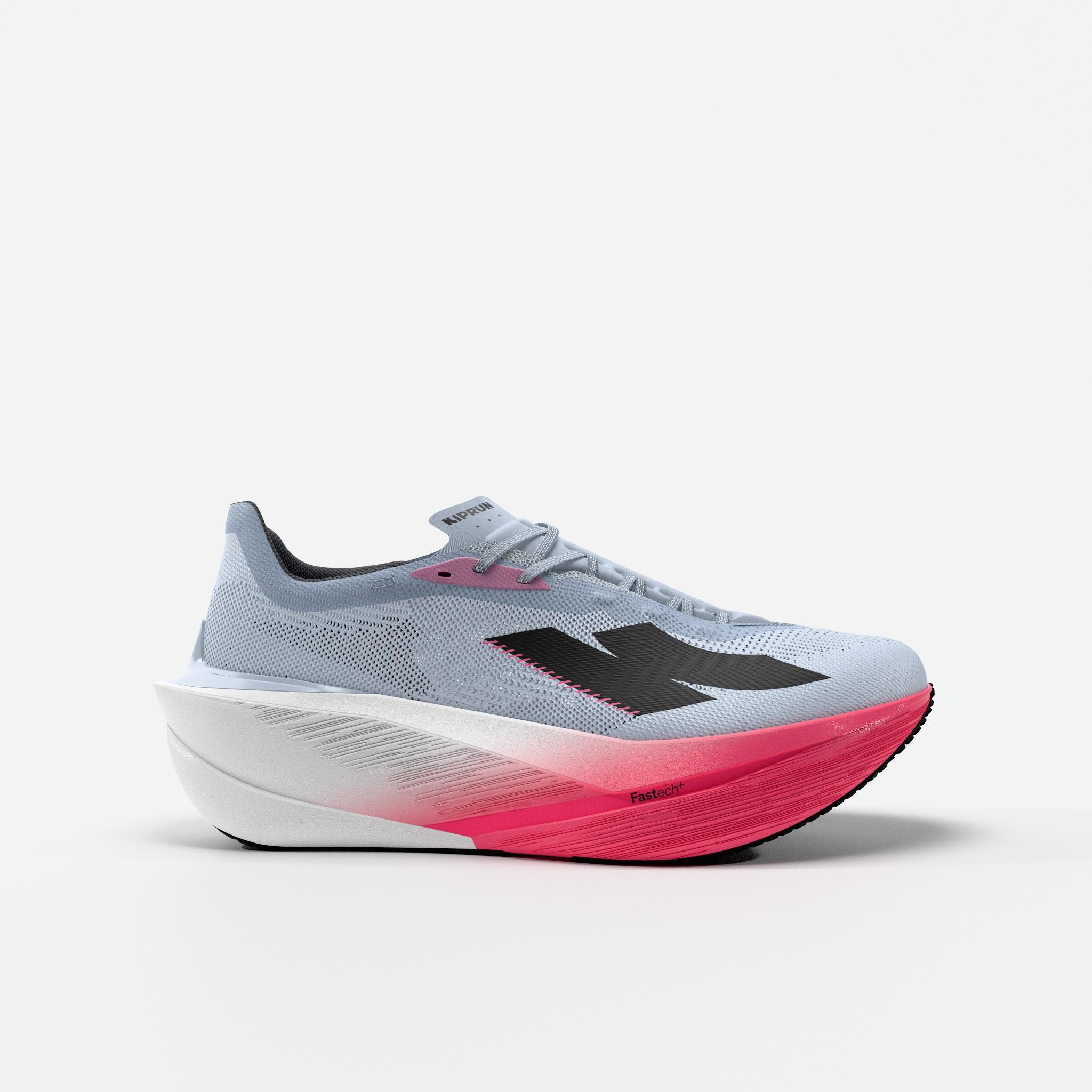 KIPRUN Zapatillas running asflato Kiprun Kipstorm Tempo Hombre - gris y rosa flúor