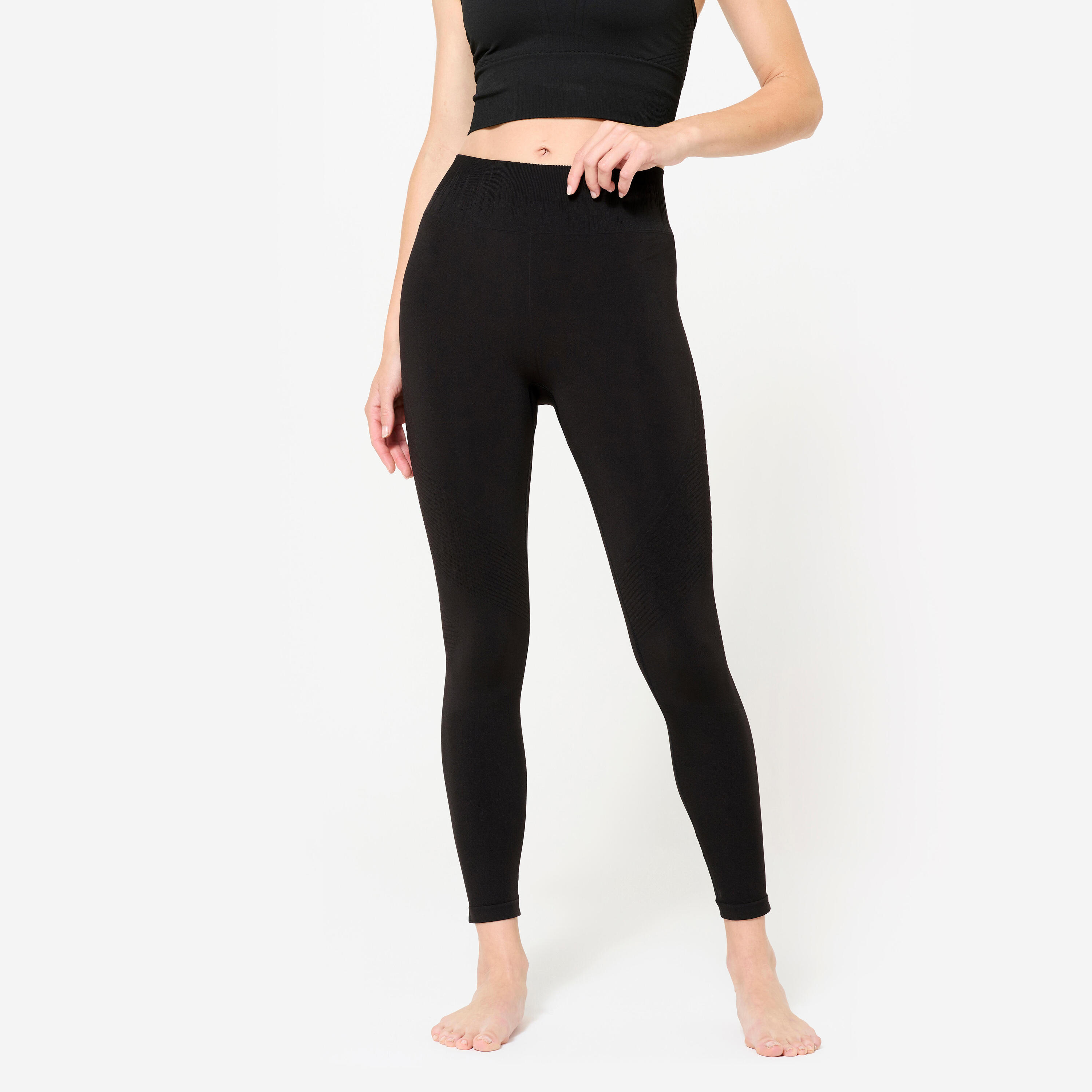 Leggings Yoga Mujer Negro Grafito Largos Efecto Segunda Piel Talle Alto