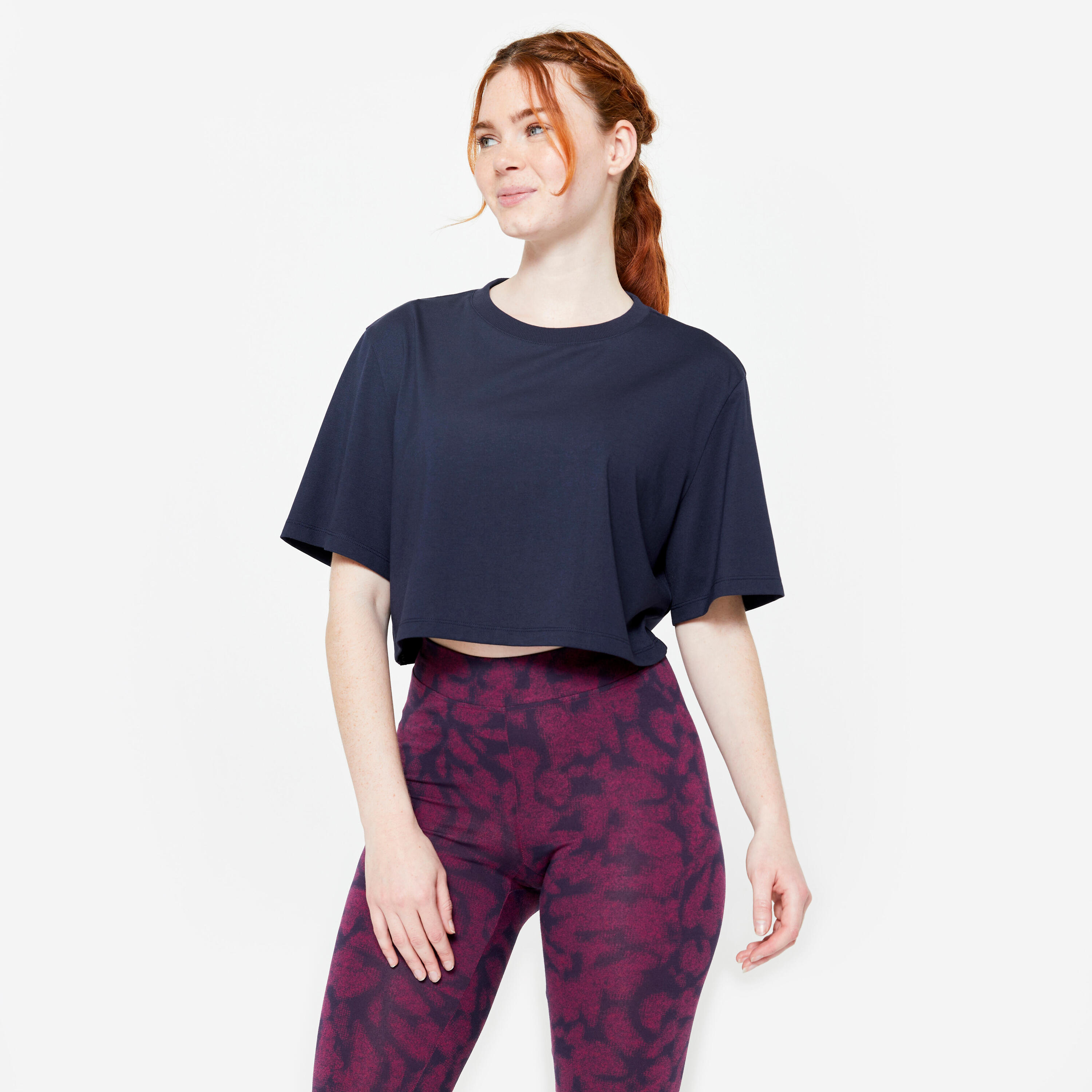 Camiseta Crop Top Mujer Azul Marino