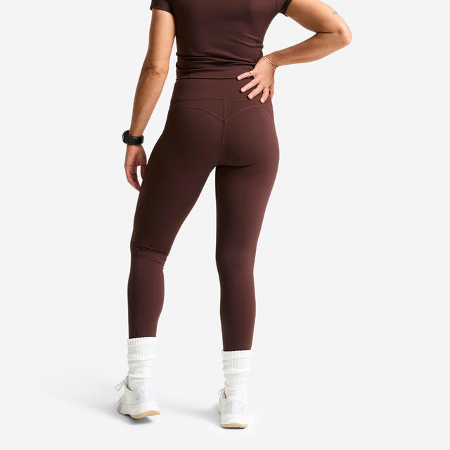 Leggings Deportivos Mujer Marrón Oscuro Talle Alto Corte Moldeador