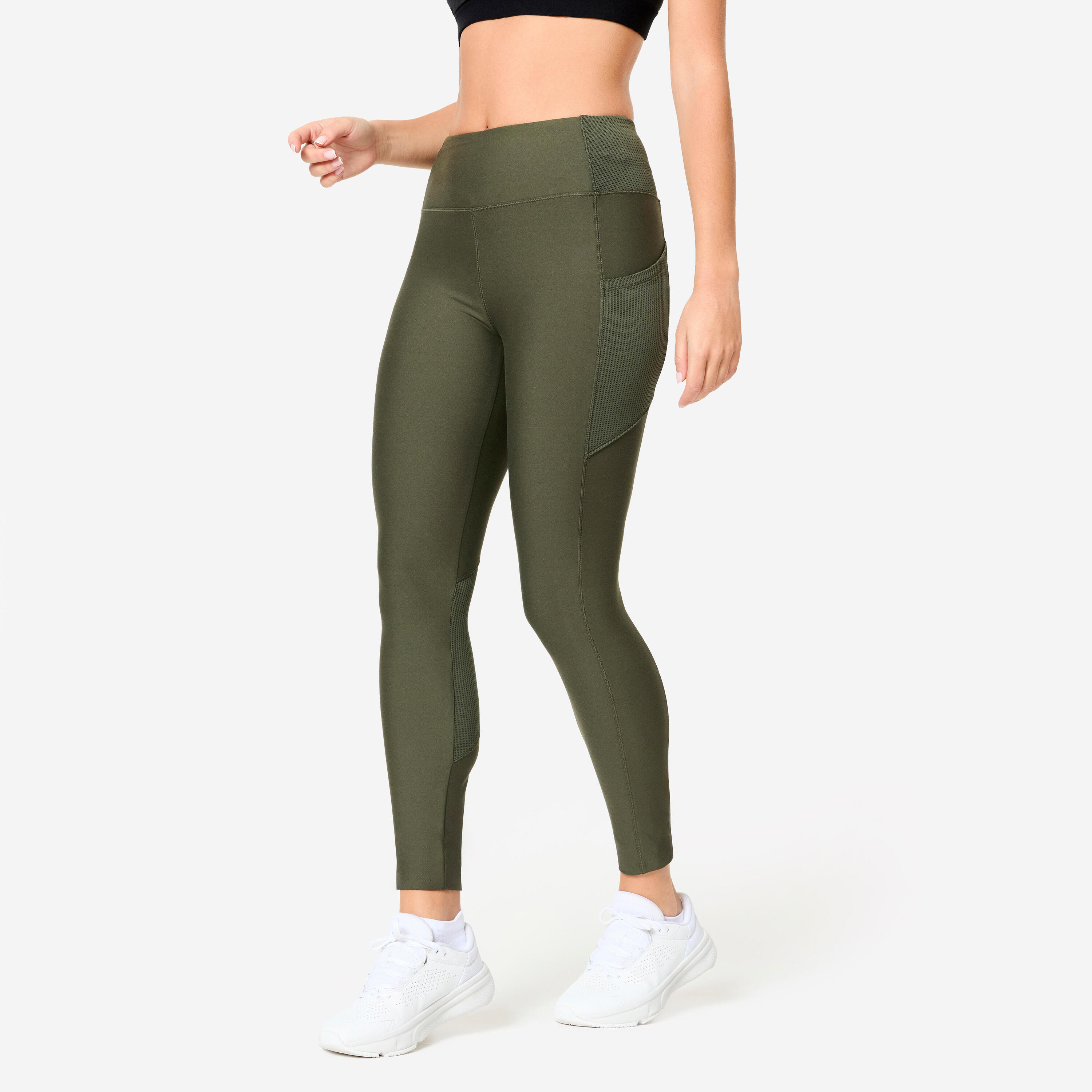 Leggings Fitness Mujer Caqui Bolsillo Teléfono