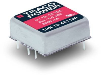 TracoPower THN 15-4811WI DC/DC-Wandler, Print 48 V/DC 5 V/DC 3 A 15 W Anzahl Ausgänge: 1 x Inhalt 1 St.