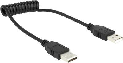 Delock USB-Kabel USB 2.0 USB-A Stecker, USB-A Stecker 0.60 m Schwarz Spiralkabel 1937078