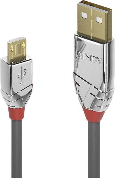 LINDY USB-Kabel USB 2.0 USB-A Stecker, USB-Micro-B Stecker 3.00 m Grau 36653