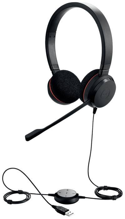 Jabra Evolve 20 On Ear Headset kabelgebunden Stereo Schwarz Mikrofon-Rauschunterdrückung Headset, Lautstärkeregelung Com