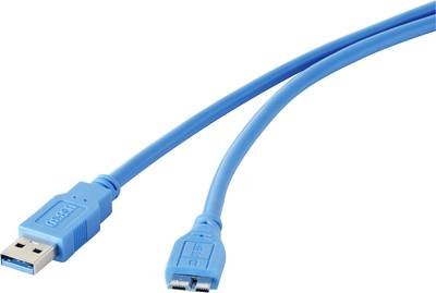 Renkforce USB-Kabel USB 3.2 Gen1 USB-A Stecker, USB-Micro-B 3.0 Stecker 1.00 m Blau vergoldete Steckkontakte RF-4264542