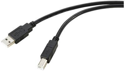Renkforce USB-Kabel USB 2.0 USB-A Stecker, USB-B Stecker 10.00 m Schwarz Geflechtschirm RF-5770782
