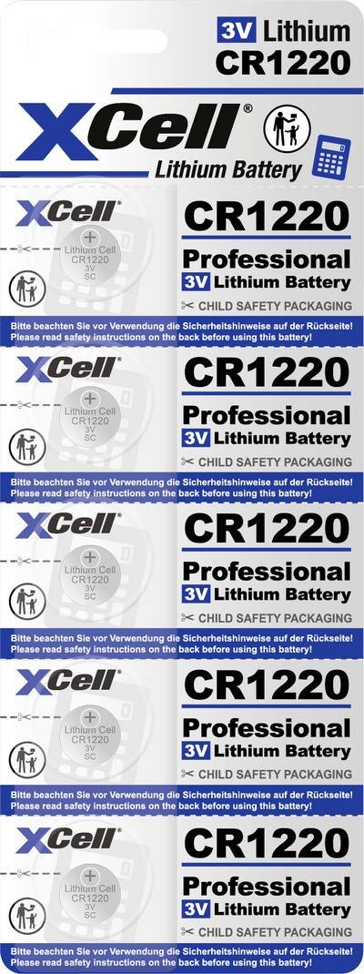 XCell Knopfzelle CR 1220 3 V 5 St. 40 Lithium CR1220-B5