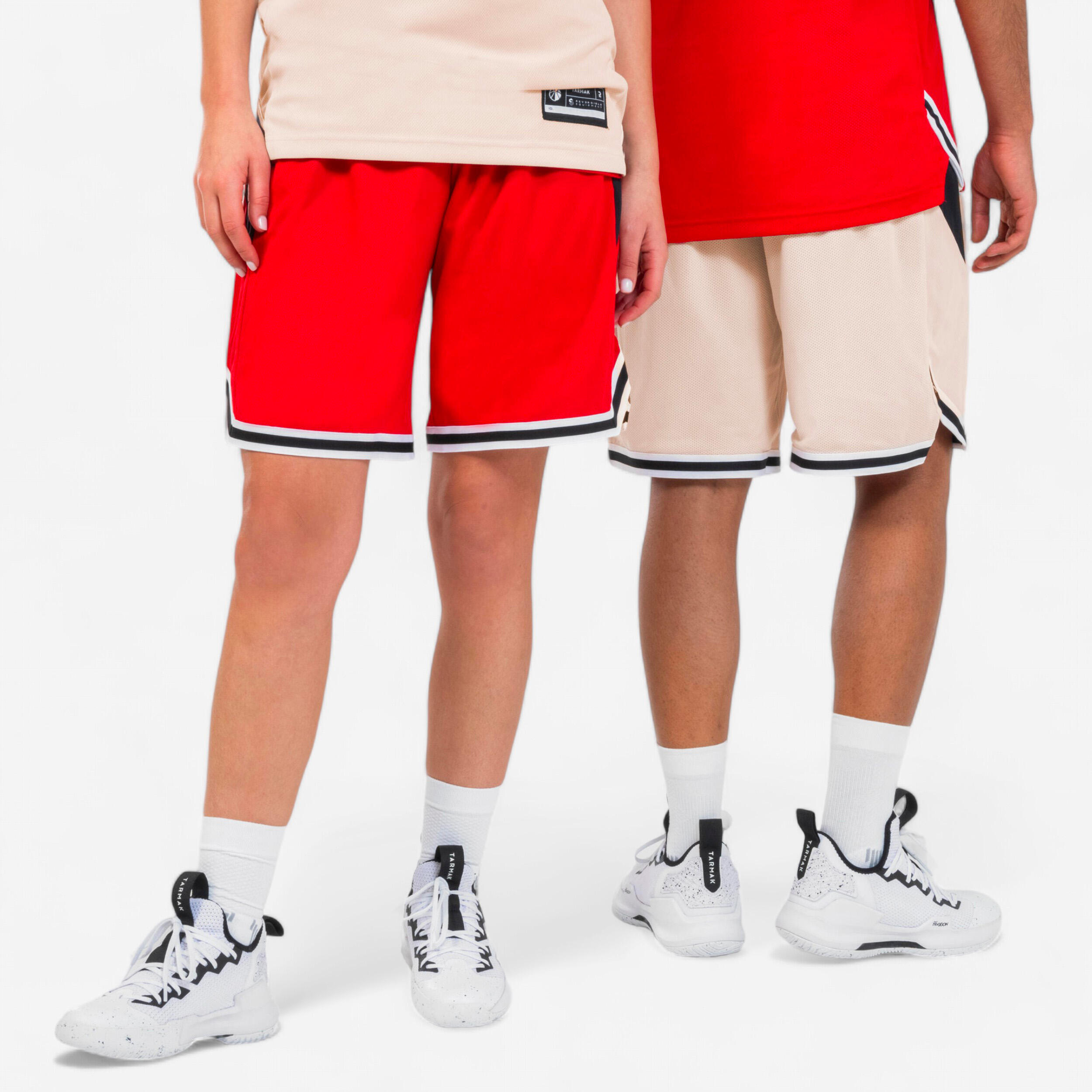 Short de baloncesto reversible adulto - SH500 rojo beige
