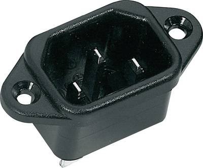 K & B 42R021212 Kaltgeräte-Steckverbinder 42R Stecker, Einbau vertikal Gesamtpolzahl: 2 + PE 10 A Schwarz 1 St.
