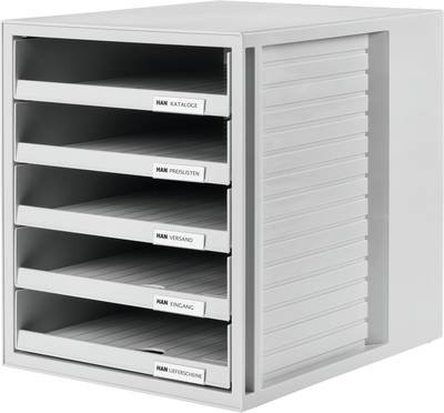 HAN HAN - Schubladenschrank - 5 Schubfächer - für C4 1401-11 Schubladenbox Lichtgrau DIN A4 Anzahl der Schubfächer: 5