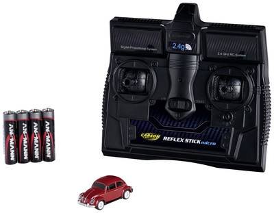 Carson Modellsport 500504147 Volkswagen Beetle 1:87 RC Modellauto Elektro Straßenmodell inkl. Akku, Ladegerät und Sender