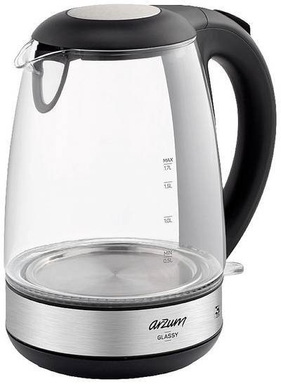 ARZUM GLAS WASSERKOCHER mit LED, 2200W, 1.7L