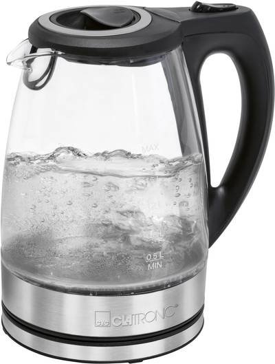 Clatronic WKS 3744 G Wasserkocher Edelstahl, Glas Fassungsvermögen: 1.7 l