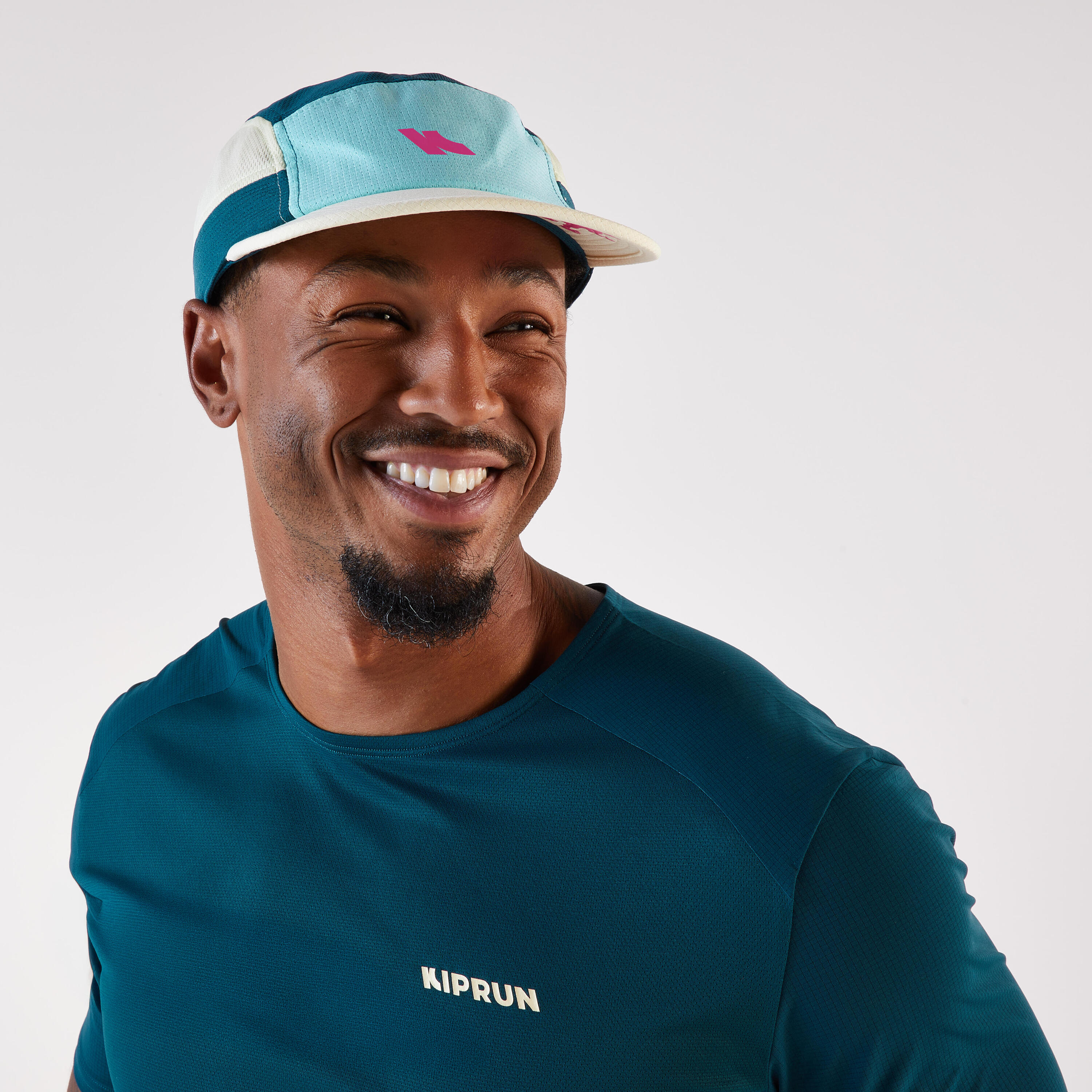 KIPRUN Gorra de running Hombre y Mujer, Kiprun azul amarillo turquesa