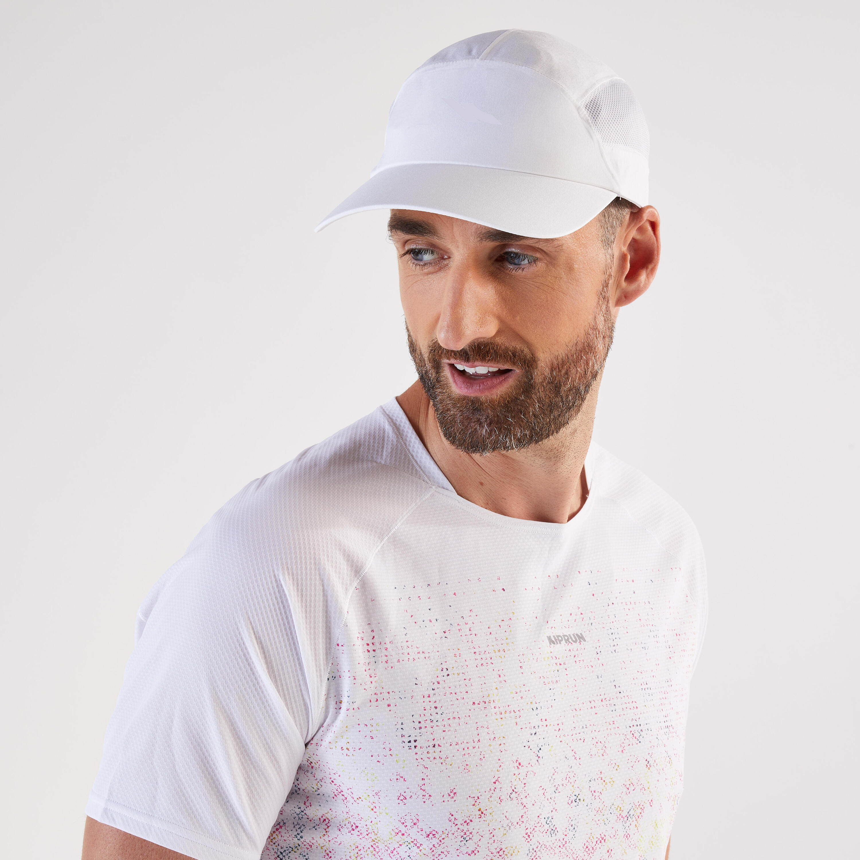 KIPRUN Gorra running Hombre Mujer, Kiprun ultra ligera blanco y amarillo