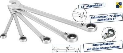Hazet 606/5 Knarren-Ring-Maulschlüssel-Satz 5teilig Schlüsselweite (Metrisch) 8 - 19 mm