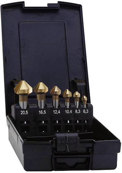 Exact 05568 Kegelsenker-Set 5teilig 6.3 mm, 10.4 mm, 16.5 mm, 20.5 mm, 25 mm HSS TiN Zylinderschaft 1 Set
