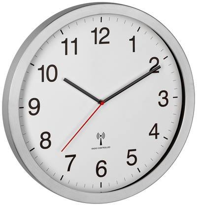 TFA Dostmann 60.3545.02 Funk Wanduhr 400 mm x 50 mm x 400 mm Silber Großes Display