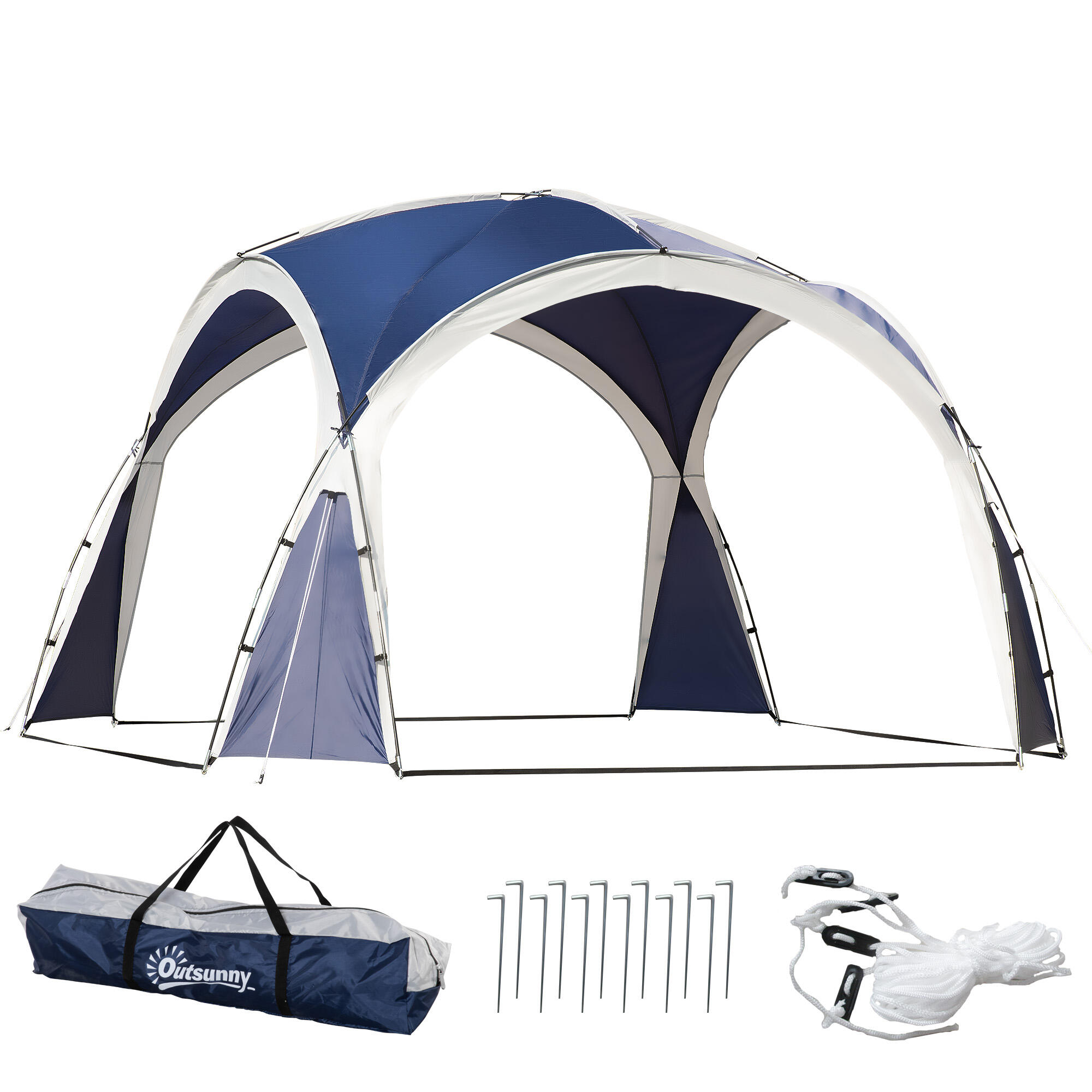 OUTSUNNY Toldo de Refugio Outsunny 350x350x222 cm Azul