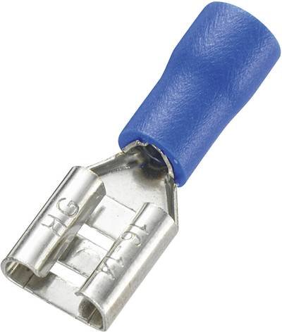 TRU COMPONENTS 745194 Flachsteckhülse Steckbreite: 6.4 mm Steckdicke: 0.8 mm 180 ° Teilisoliert Blau 100 St.