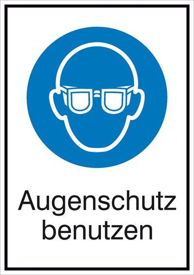 Gebotsschild Augenschutz benutzen, Hygiene und Abstand Aluminium (B x H) 131 mm x 185 mm ISO 7010 1 St.