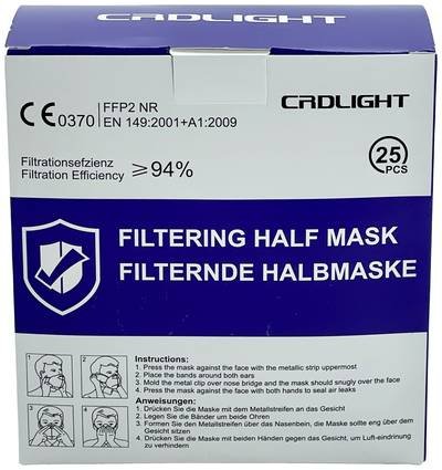 CRD Light CRDFFP2 Feinstaubmaske ohne Ventil FFP2 25 St. EN 149:2001 + A1:2009 DIN 149:2001 + A1:2009