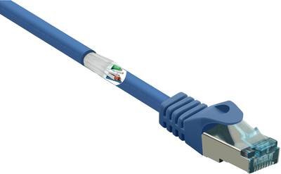 Renkforce RF-5056418 RJ45 Netzwerkkabel, Patchkabel CAT 6a S/FTP 20.00 m Blau mit Rastnasenschutz, Flammwidrig 1 St.
