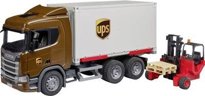 bruder Scania Super 560R UPS Logistik-LKW mit Mitnahmestapler Fertigmodell LKW Modell