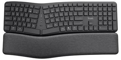 Trust Keyra ERGO Wireless Multi Keyboard DE Bluetooth®, Kabellos Tastatur Ergonomisch Deutsch, QWERTZ Schwarz