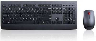 Lenovo Professional Combo Funk Tastatur, Maus-Set Multimediatasten, Spritzwassergeschützt Englisch, QWERTY Schwarz