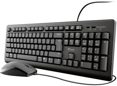 Trust PRIMO Kabelgebunden Tastatur, Maus-Set Deutsch, QWERTZ Schwarz