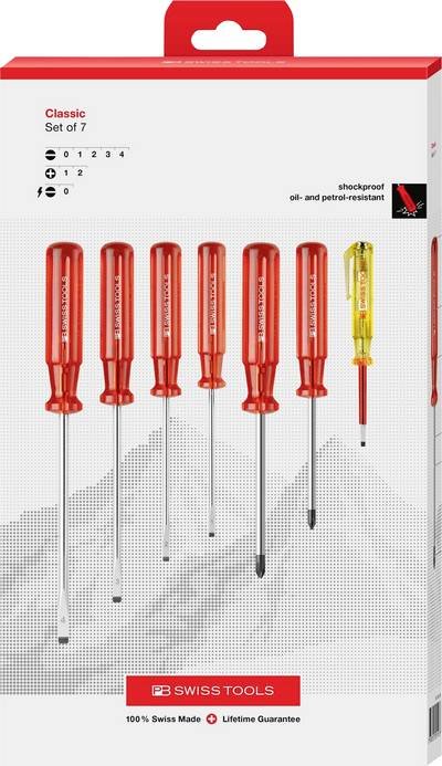 PB Swiss Tools Schraubenzieher-Set PB 1575 CBB Werkstatt Kreuzschlitz-Schraubendreher 7teilig Schlitz