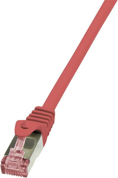 LogiLink CQ2064S RJ45 Netzwerkkabel, Patchkabel CAT 6 S/FTP 3.00 m Rot Flammwidrig, mit Rastnasenschutz 1 St.