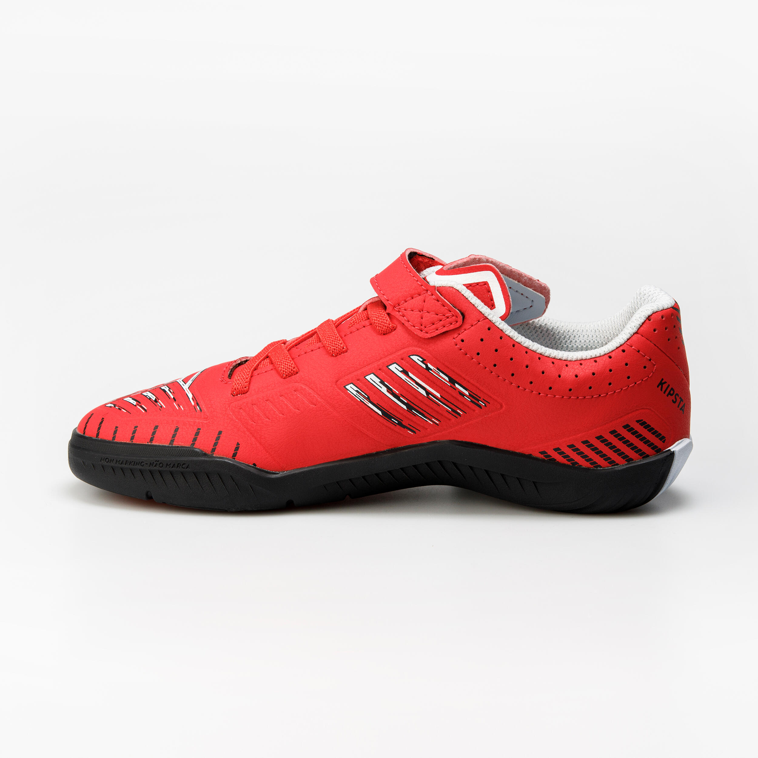 KIPSTA Zapatillas de fútbol sala niño GINKA 500 Velcro Rojo Negro