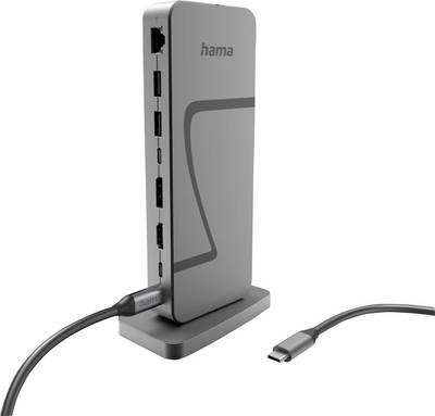 Hama USB-C® Dockingstation Connect2Office Speed USB-C® Power Delivery, Unterstützt 8K@30 Hz (1x) / 4K@30Hz (2x)