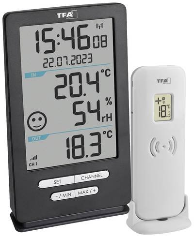 TFA Dostmann Funk-Thermometer XENA HOME Funk-Thermometer digital Anthrazit 30.3074.10-ISO