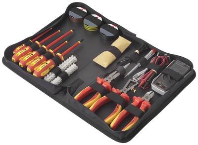 TOOLCRAFT TO-7762929 Elektriker, Heimwerker Werkzeugset in Tasche 50teilig with Digital multimeter VOLTCRAFT VC-22